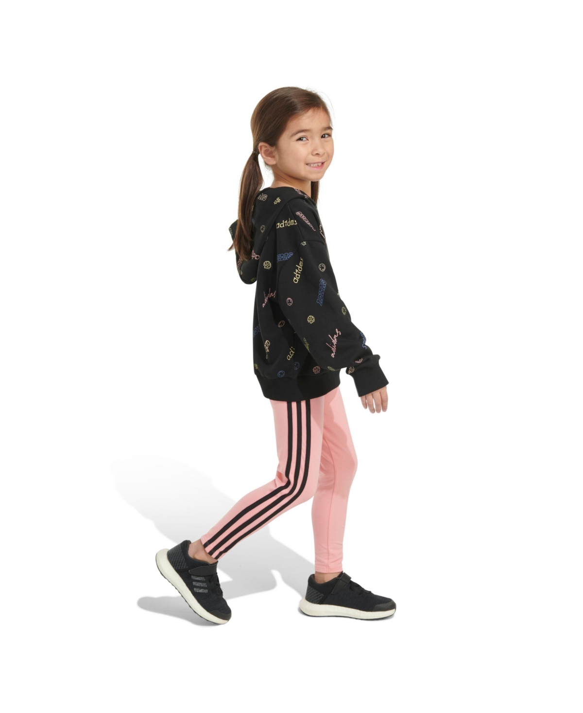 adidas Little & Toddler Girls Long Sleeve Printed French Terry Pullover Legging, 2-Piece Set