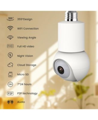 Smart Wi-Fi 2K/4MP PTZ Light Bulb Security Camera