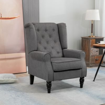 Standard Size  Fabric Upholstery Button-Tufted, Wingback, Round Arms  Accent Armchair
