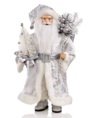 Holiday Lane - White and Silver Santa Figurine, Only at Macy's