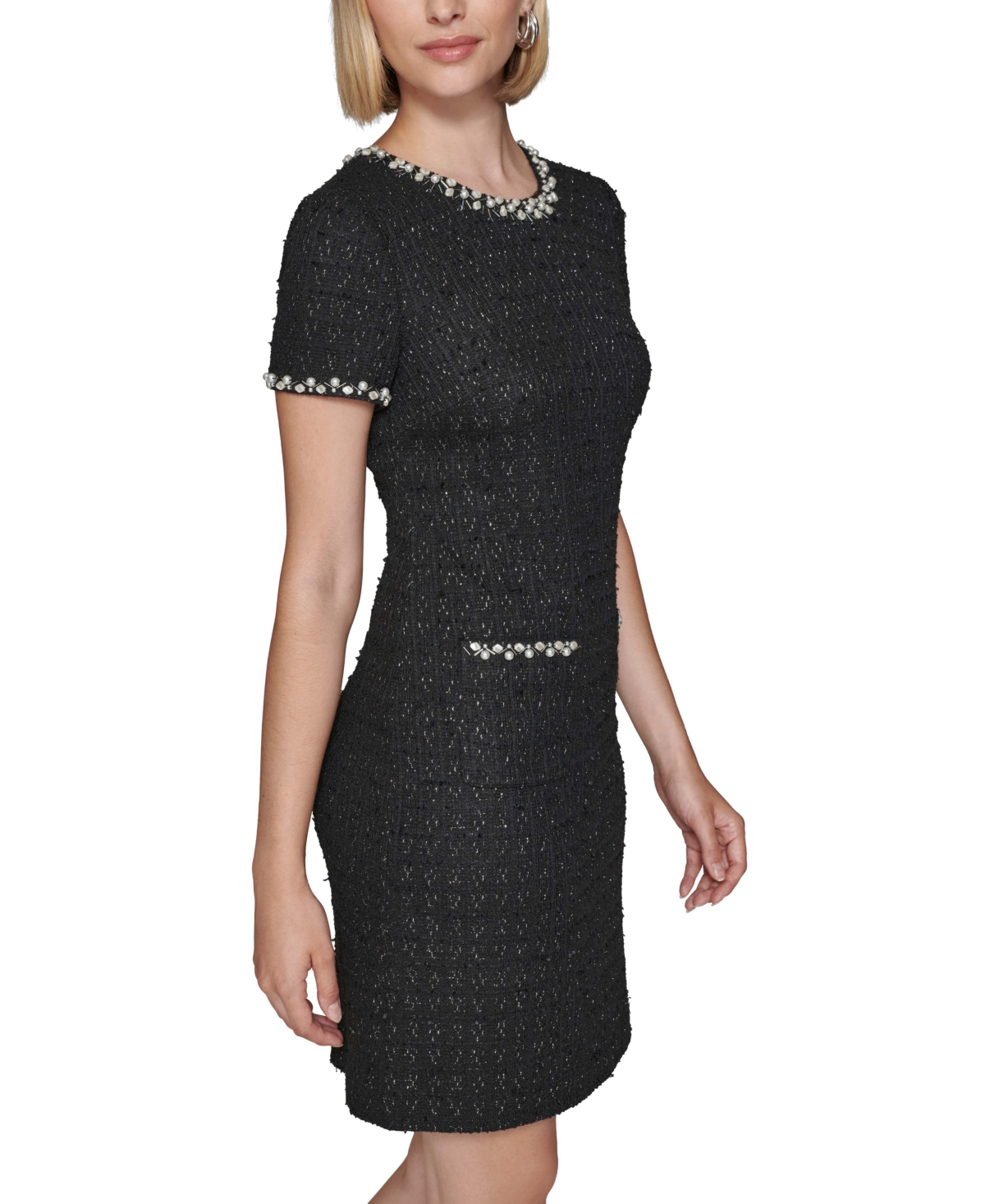 Karl Lagerfeld Paris Women's Boucle-Tweed Sheath Dress -silv