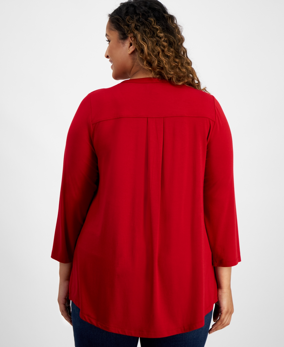 Jm Collection Plus Size Satin-Trim Top, Created for Macy's