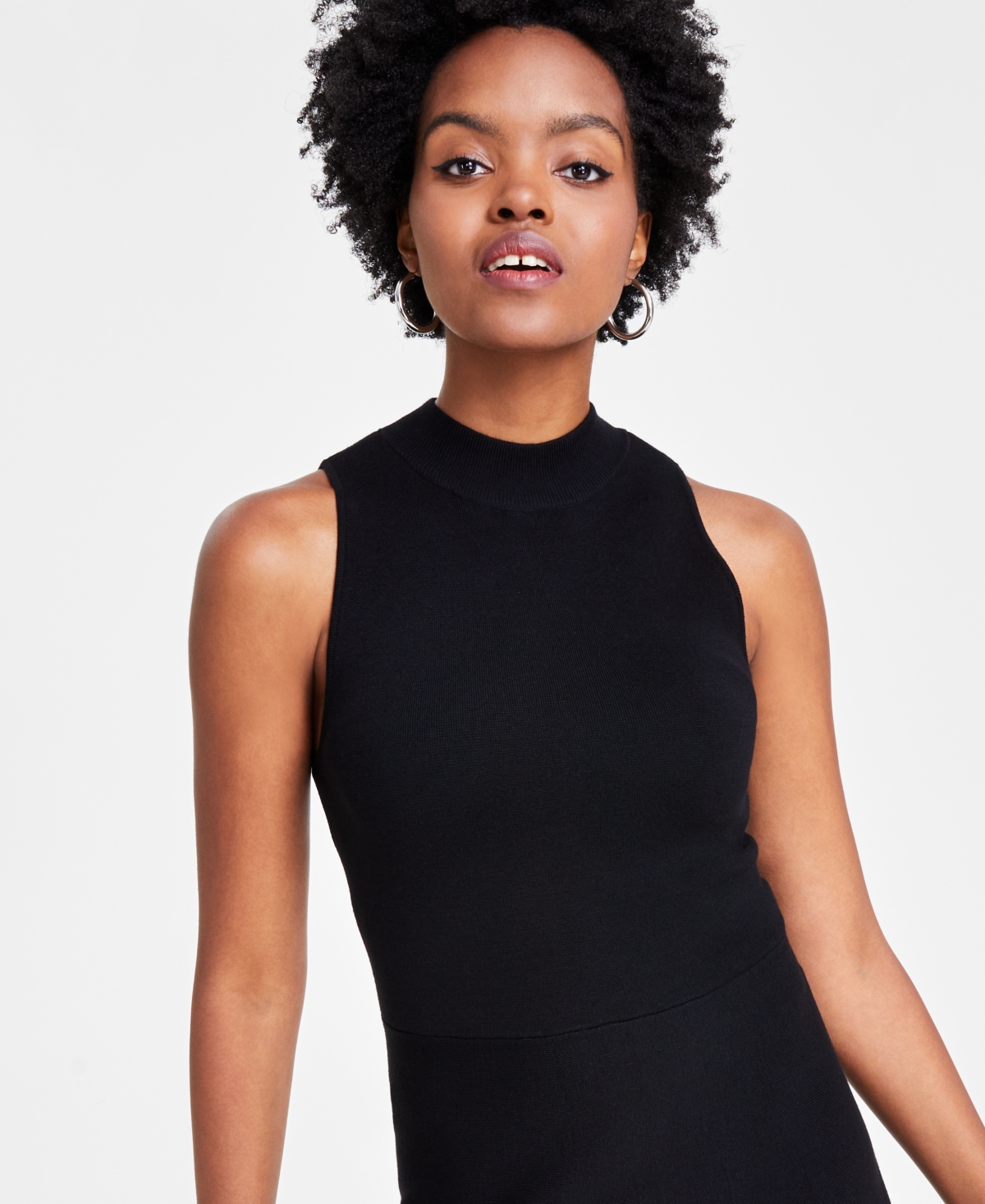 Bar Iii Women's Milano Mock-Neck Sleeveless Sweater Dress, Created for Macy's