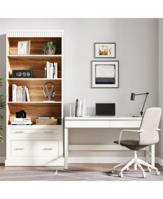 5-Shelf Bookcase with Drawers for Living Room and Home Office