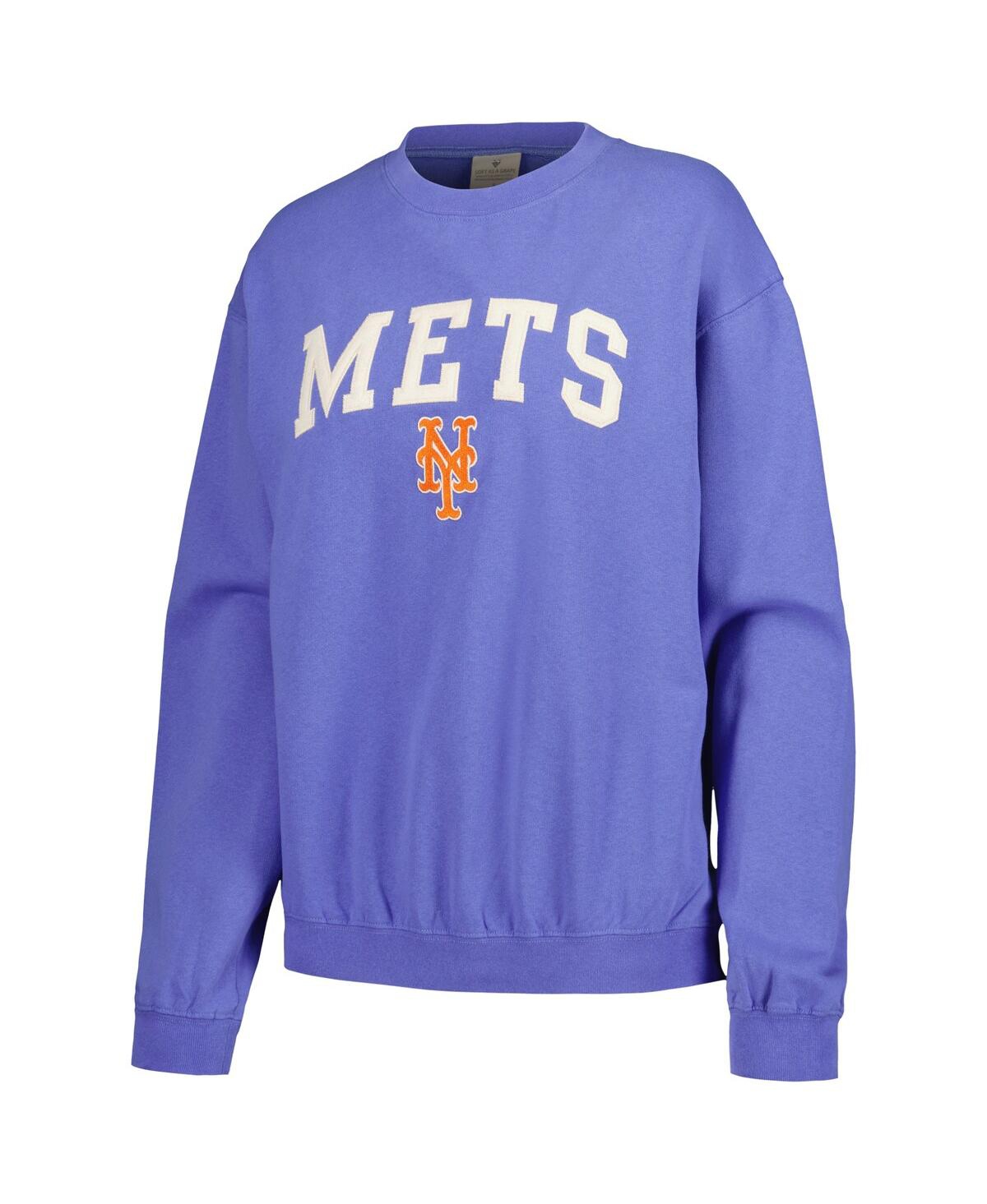 Soft As A Grape Women's Royal New York Mets Pigment Dye Pullover Sweatshirt In Royal