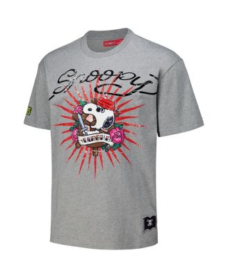 Men's Heather Charcoal Peanuts Snoopy Tattoo Loose Fit T-Shirt