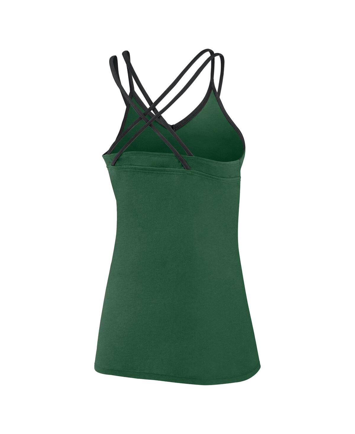 Fanatics Women's Green New York Jets Go For It Strappy Crossback Tank Top In Green,black
