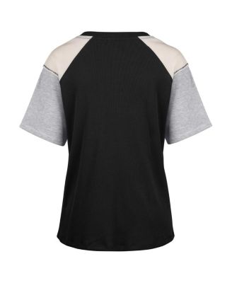 Women's Black Texas Longhorns Underline Harvey Colorblock Raglan Henley T-Shirt