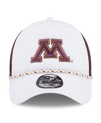 Men's White/Maroon Minnesota Golden Gophers Court Sport Foam A-Frame 9FORTY Adjustable Trucker Hat