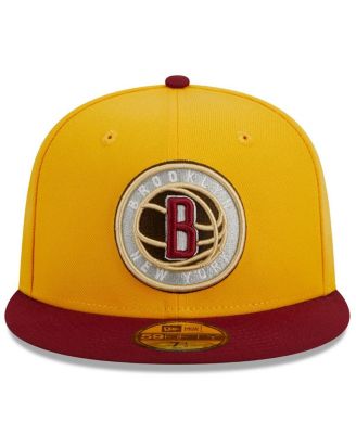 Men's Yellow/Red Brooklyn Nets Fall Leaves 2-Tone 59FIFTY Fitted Hat