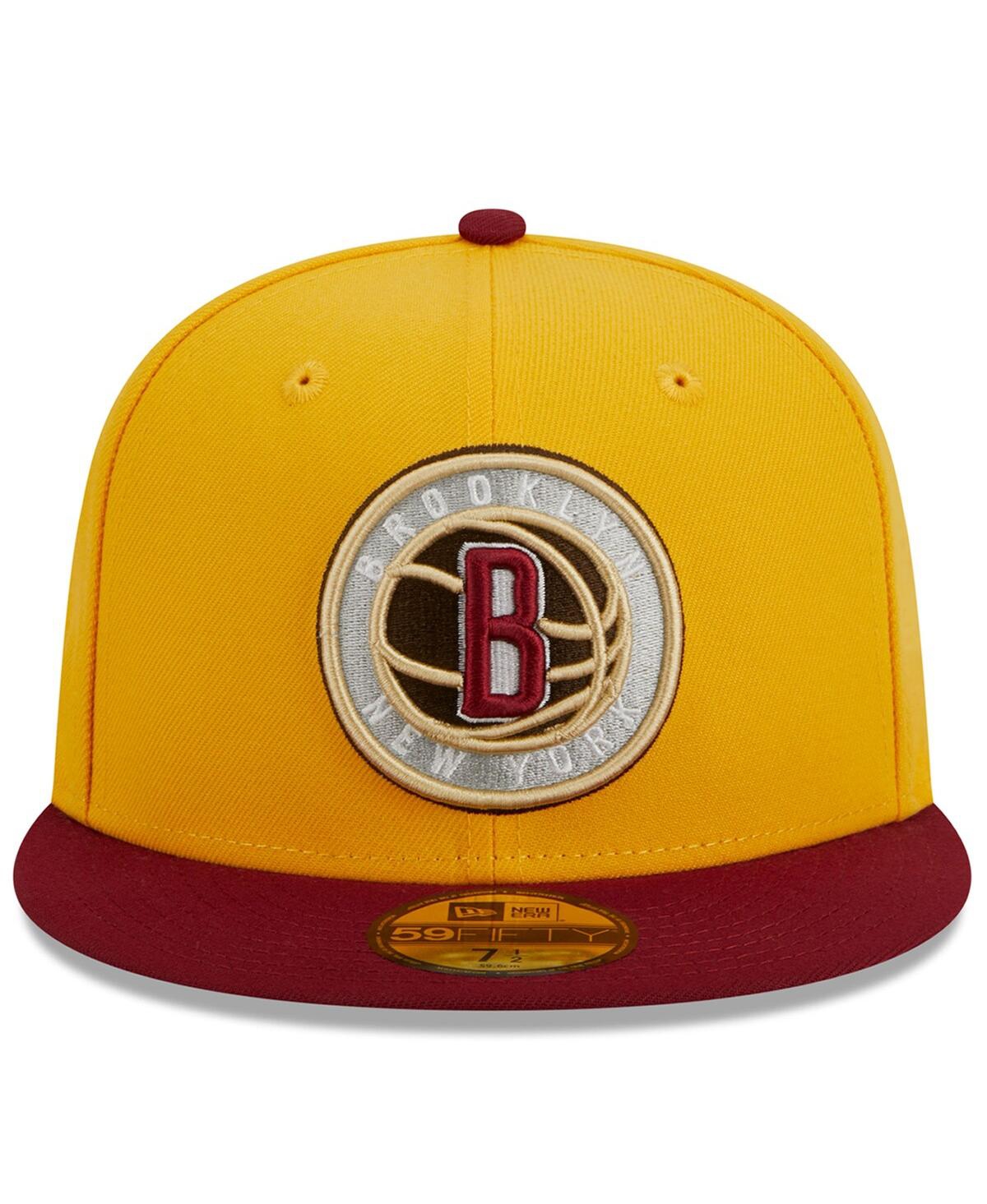New Era Men'sRed Brooklyn Nets Fall Leaves 2-Tone 59FIFTY Fitted Hat - Yellow, Red