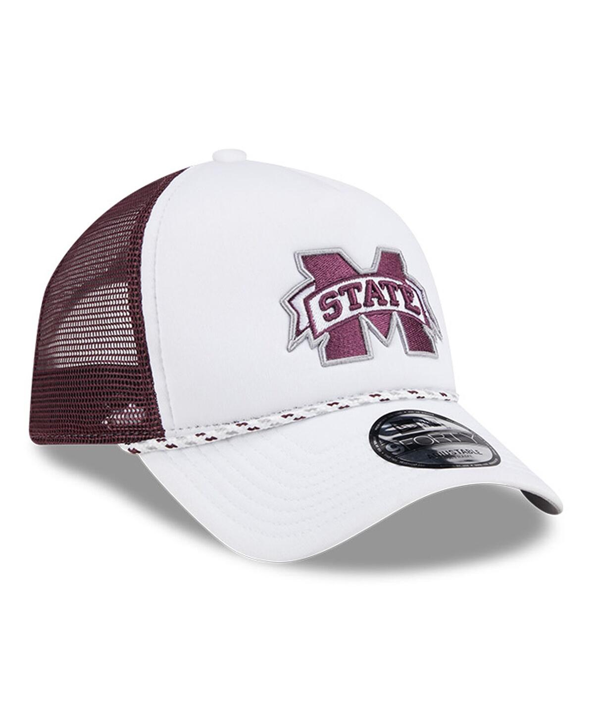 New Era Men'sMaroon Mississippi State Bulldogs Court Sport Foam A-Frame 9FORTY Adjustable Trucker Hat - White, Maroon