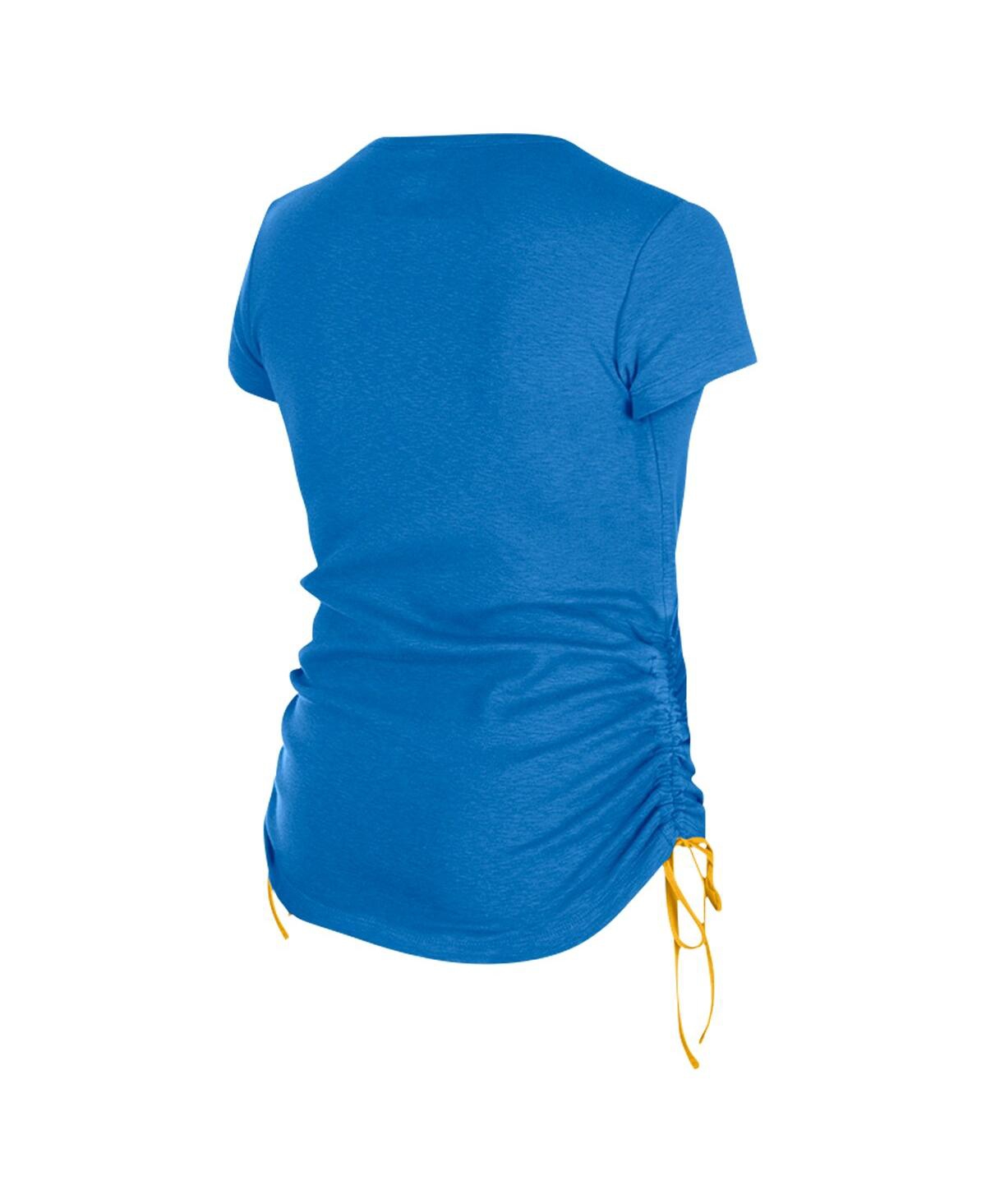 NEW ERA WOMEN'S POWDER BLUE LOS ANGELES CHARGERS RUCHED SIDE T-SHIRT 