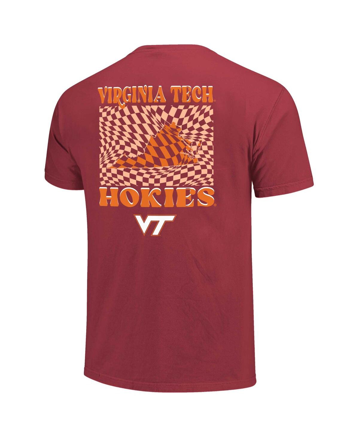 Image One Women's Maroon Virginia Tech Hokies Comfort Colors Checkered Mascot T-shirt In Maroon
