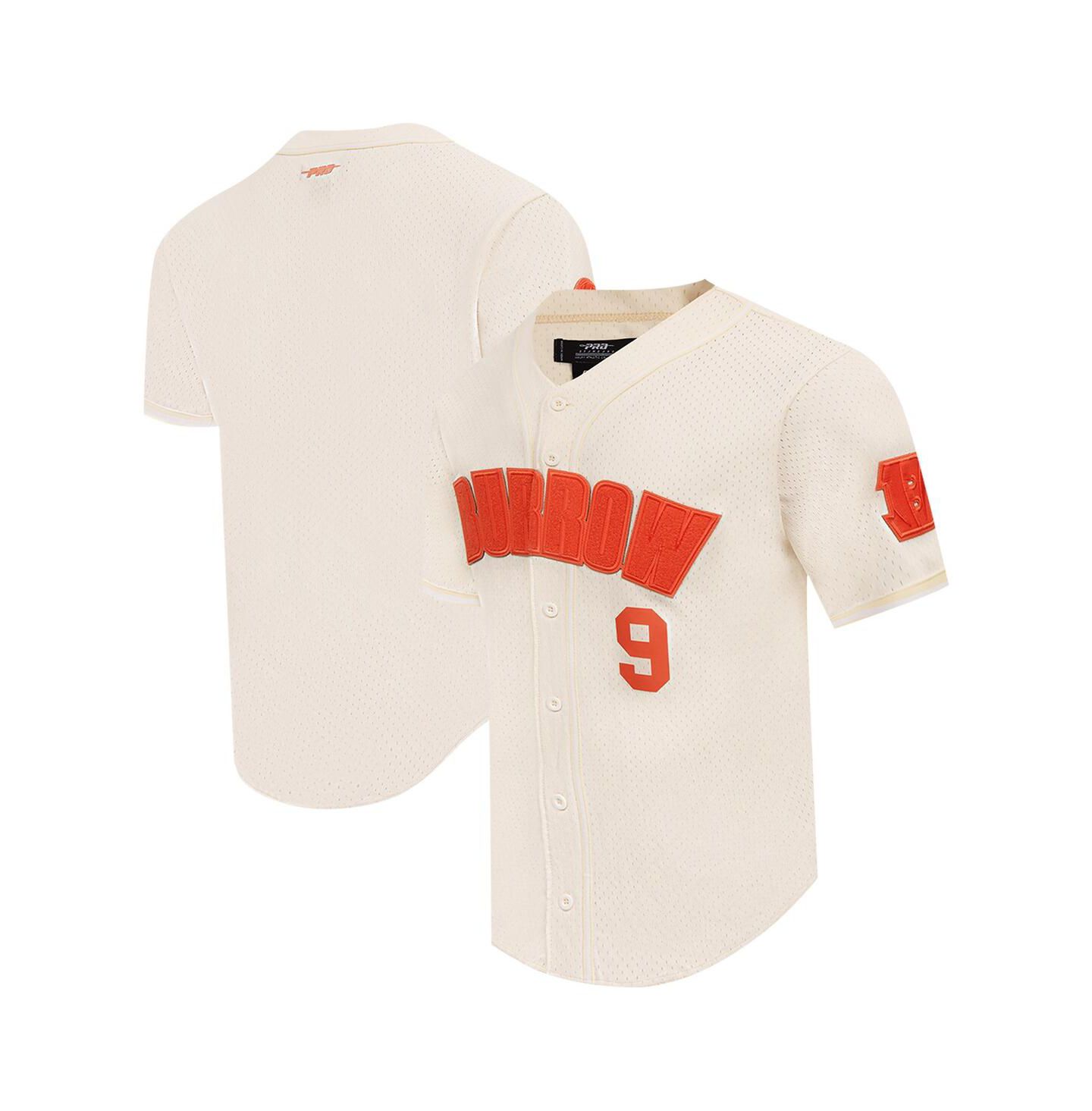 Мужской топ Pro Standard Joe Burrow Cream Cincinnati Bengals Name & Number Triple Tonal Button-Up Baseball Jersey — фото 1