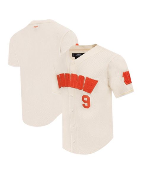 Мужской топ Pro Standard Joe Burrow Cream Cincinnati Bengals Name & Number Triple Tonal Button-Up Baseball Jersey