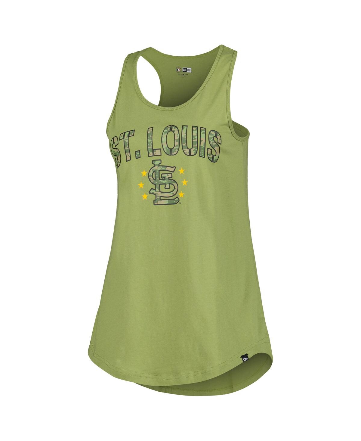 NEW ERA WOMEN'S OLIVE ST. LOUIS CARDINALS ARMED FORCES DAY TANK TOP 