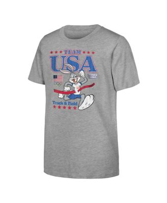 Big Boys and Girls Bugs Bunny Heather Gray Team USA Looney Tunes at The Finish Line T-Shirt