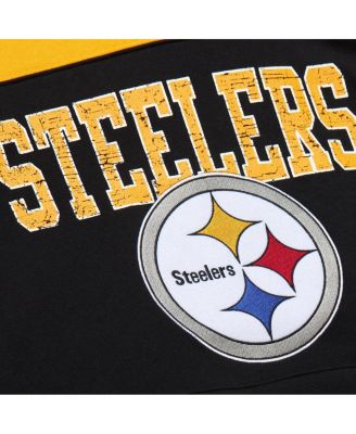 Men's Black Pittsburgh Steelers Off Field Vintage-like Logo Short Sleeve Pullover Hoodie