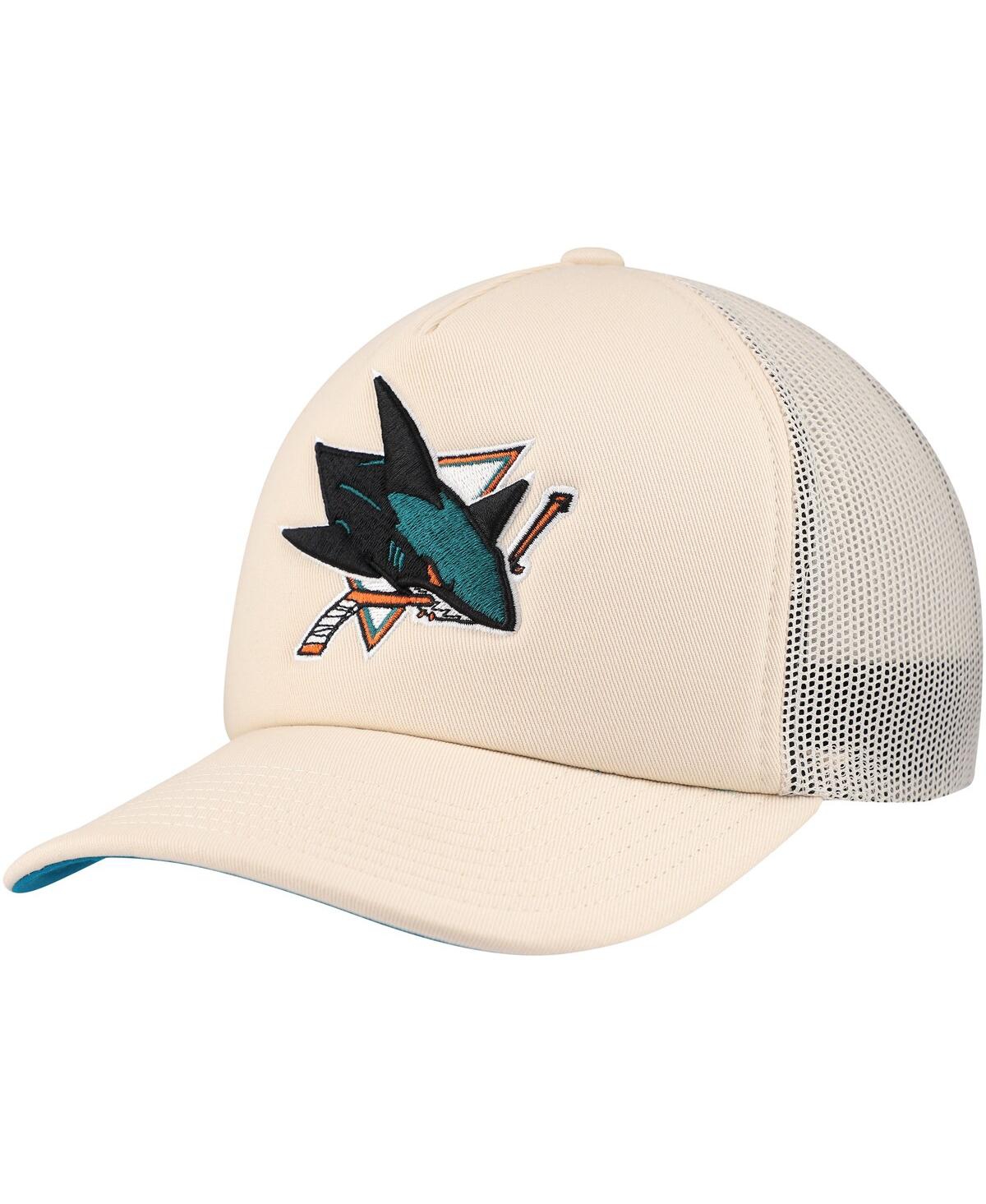Mitchell & Ness Men's Cream San Jose Sharks Foam Front Trucker Adjustable Hat In Cream