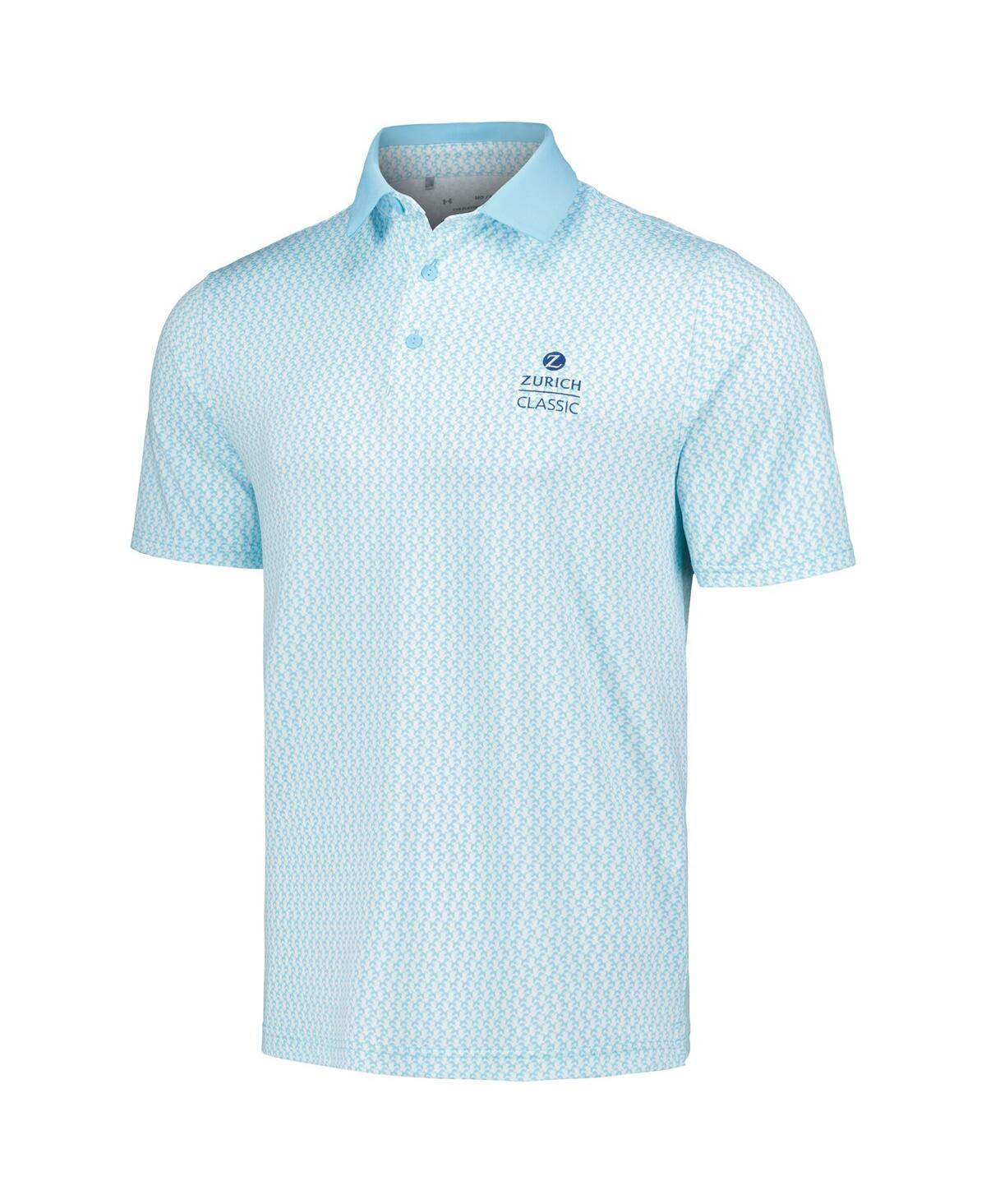 Under Armour Men'sLight Blue the Zurich Classic Playoff 3.0 Crane Print Polo - White, Light Blue