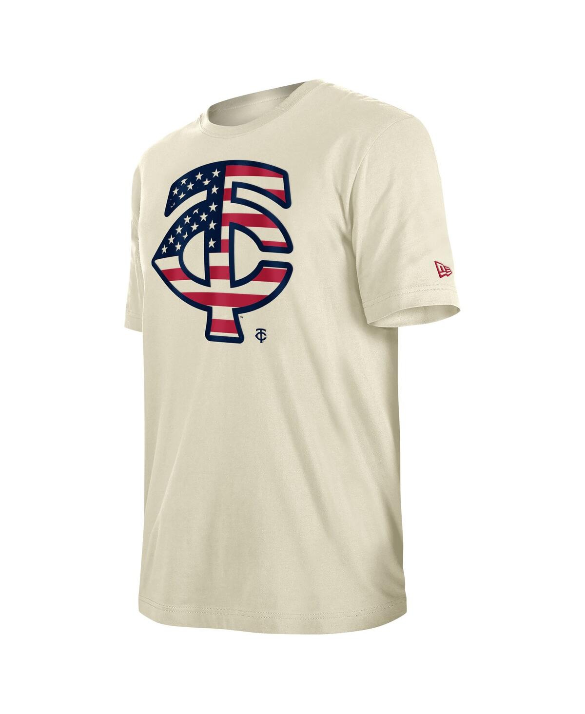 New Era Men's Cream Minnesota Twins Americana Flag Fill T-shirt In Cream