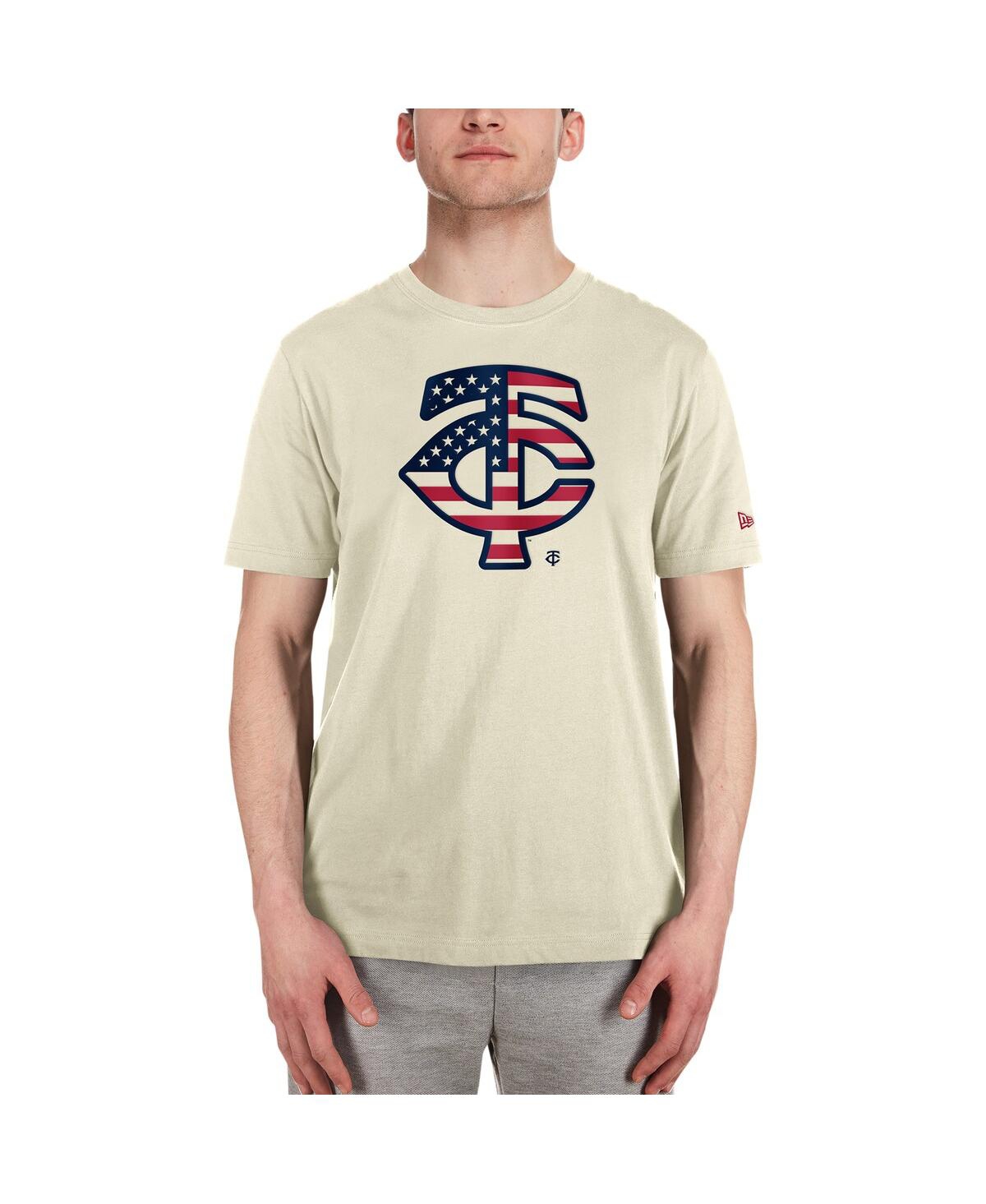 New Era Men's Cream Minnesota Twins Americana Flag Fill T-shirt In Cream