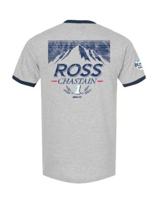 Men's Heather Gray/Navy Ross Chastain Busch Light Ringer T-Shirt