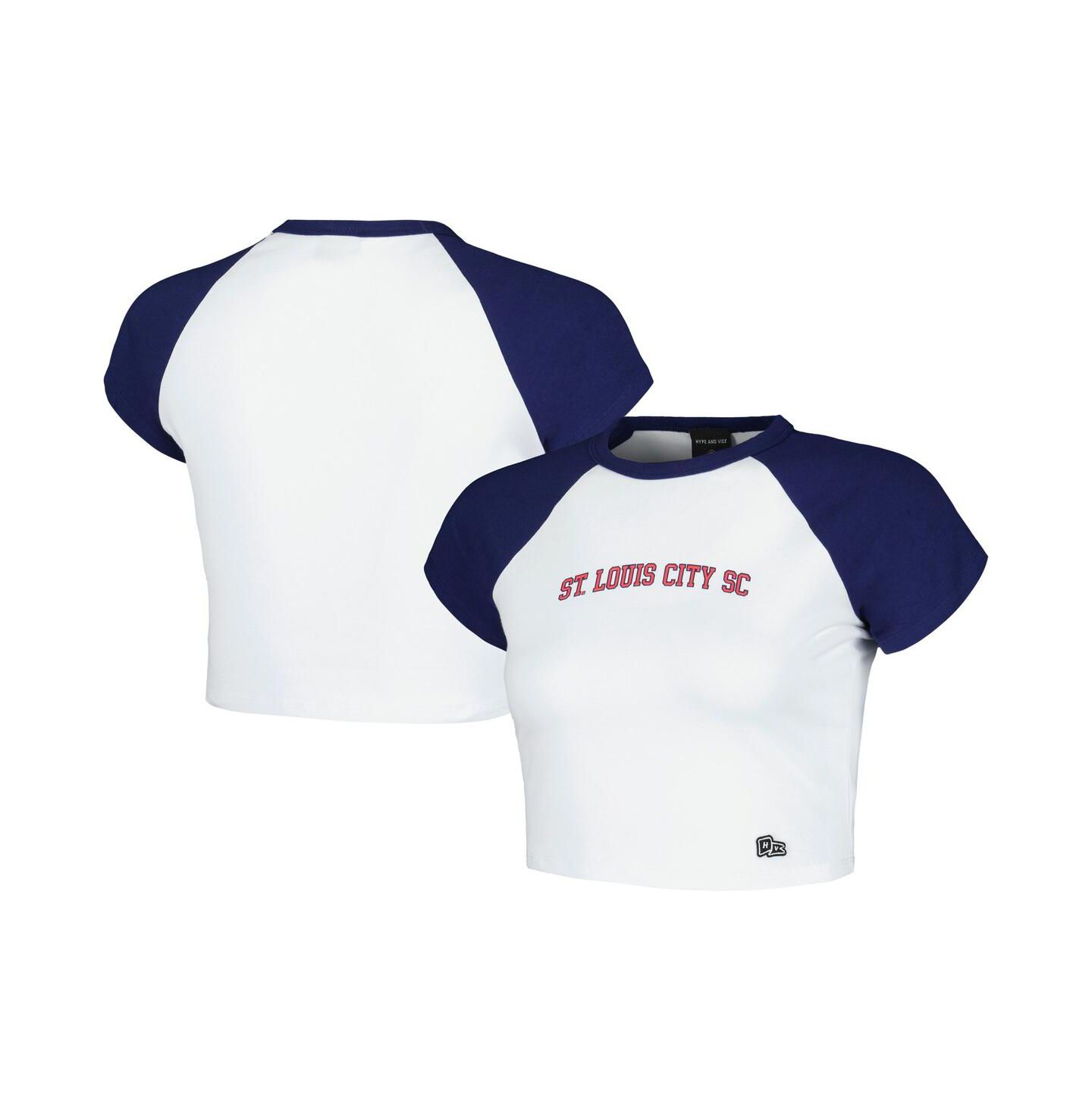 Женская футболка Hype And Vice White St. Louis City SC Homerun Cropped Raglan — фото 1