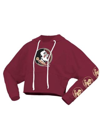 Women's Garnet Florida State Seminoles Oversized Cropped Pullover Hoodie