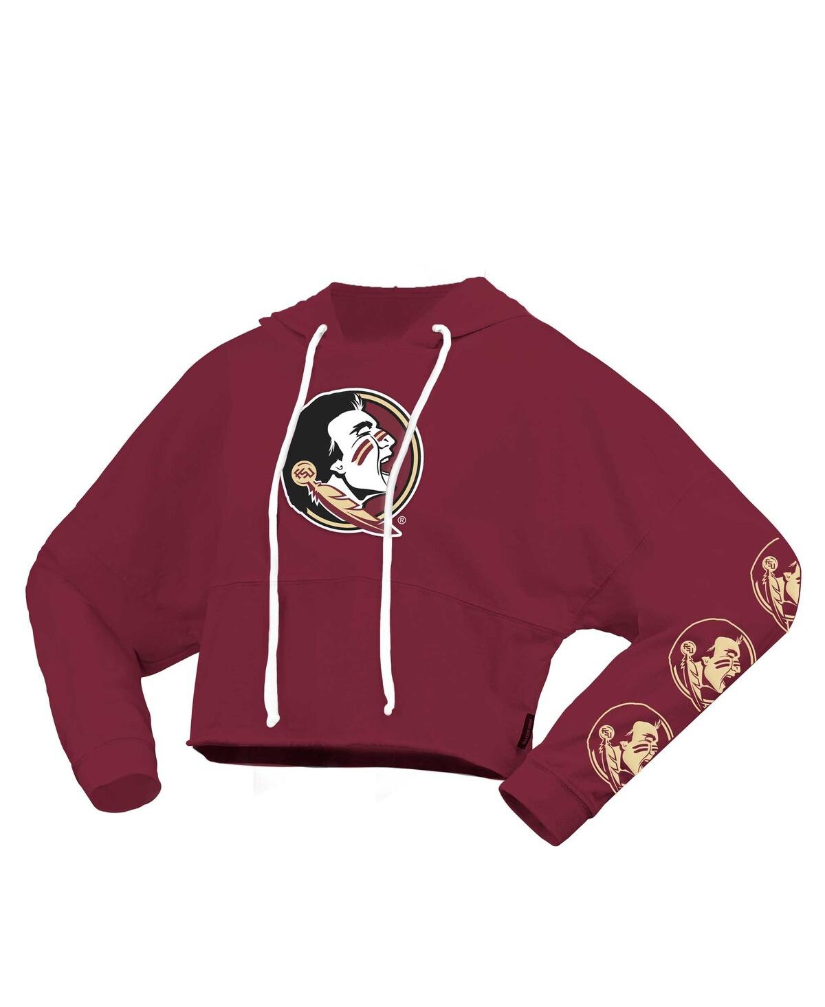 Spirit Jersey Women's Garnet Florida State Seminoles Oversized Cropped Pullover Hoodie In Garnet