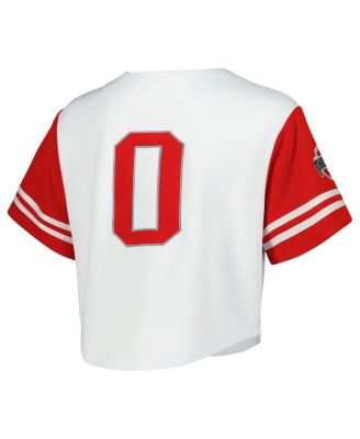 Women's White Ohio State Buckeyes Baseball Jersey Cropped T-Shirt
