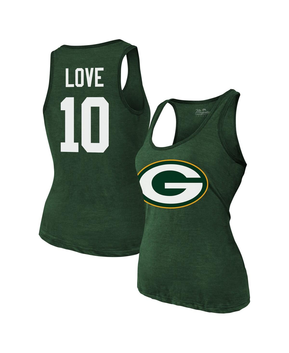 Women's Jordan Love Green Green Bay Packers Name Number Tri-Blend Tank Top - Green