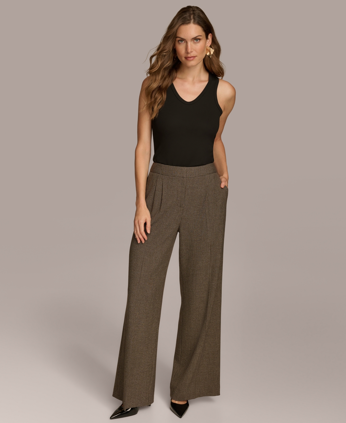 Donna Karan New York Women's Houndstooth Wide-Leg Pants