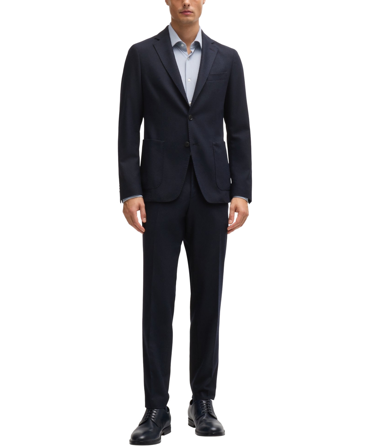 Hugo Boss Genius Tech Flannel Pants With Cinched Sidetabs In Dark Blue