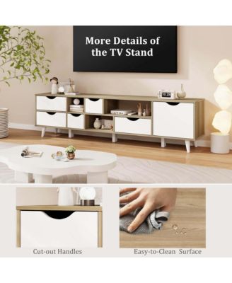 TV Stand for TVs up to 65" with Storage 5 Drawers & 3 Open Shelves for Bedroom
