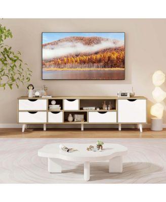 TV Stand for TVs up to 65" with Storage 5 Drawers & 3 Open Shelves for Bedroom