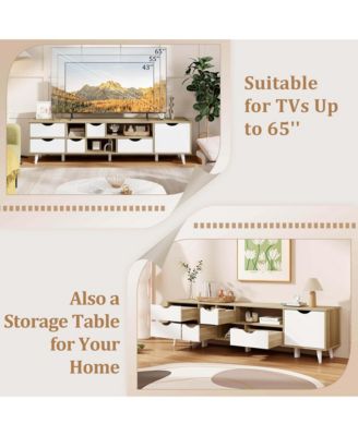 TV Stand for TVs up to 65" with Storage 5 Drawers & 3 Open Shelves for Bedroom
