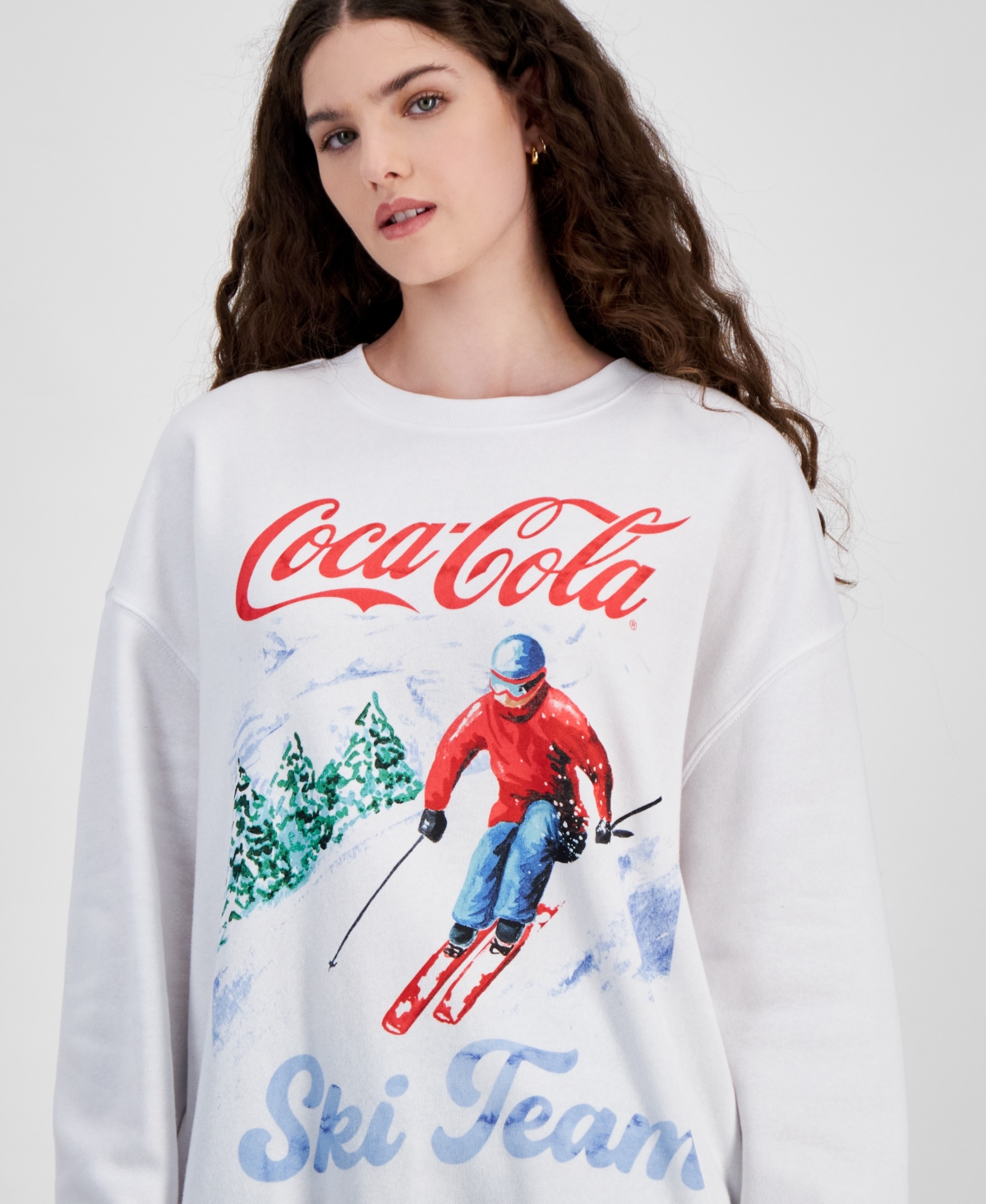 Grayson Threads, The Label Juniors' Coca-cola Ski Team Sweatshirt In White