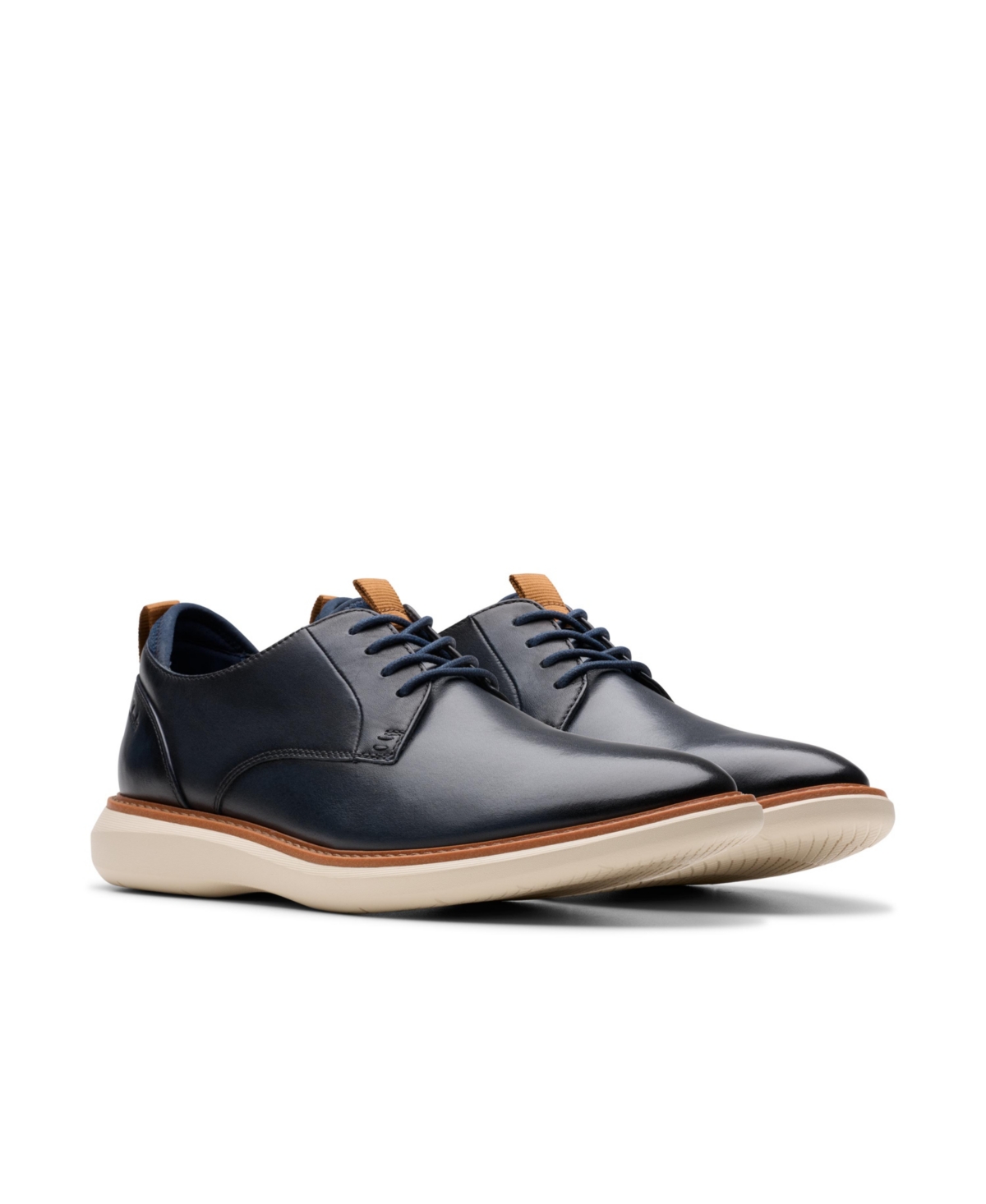 Clarks Collection Men's Brantin Plain Toe Dress Casual Shoes In Navy Leather