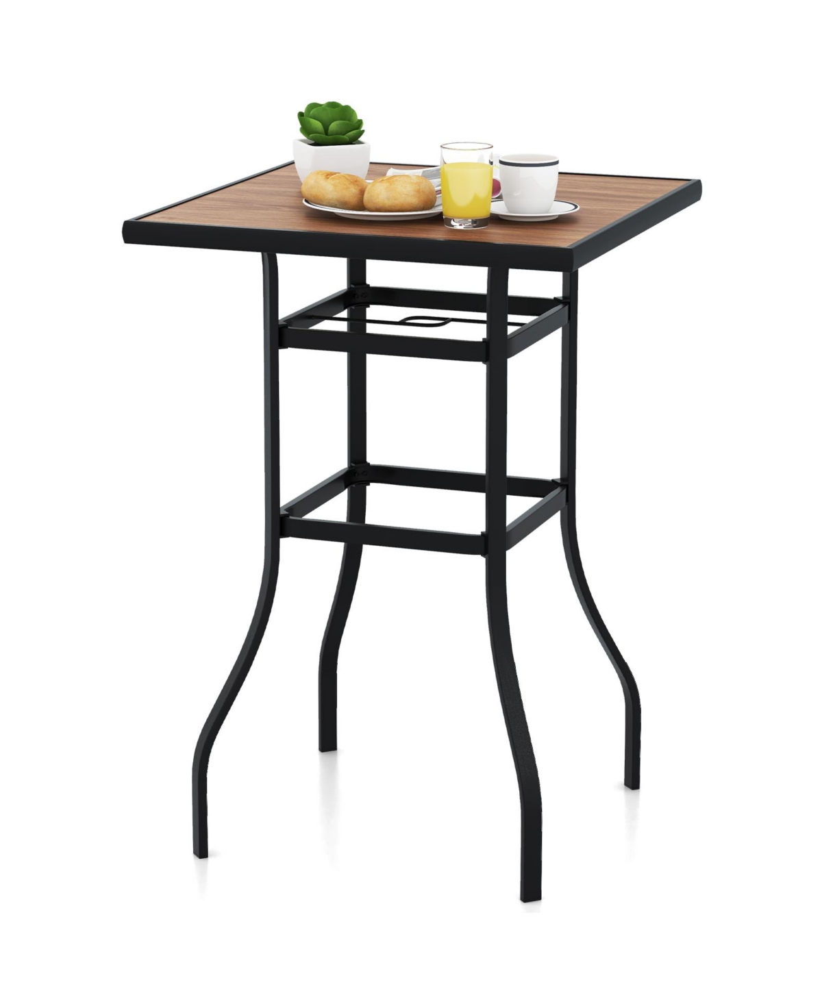Slickblue 27.5 Inches Patio Bar Table for Garden Backyard Poolside - Natural