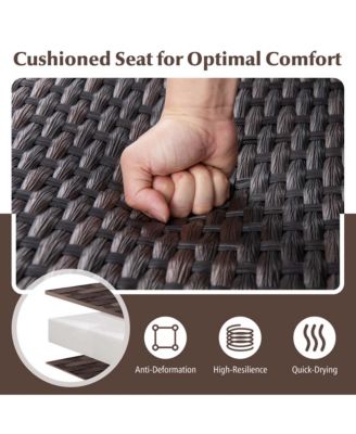 4 Piece Patio Gliding Set with Tempered Glass Coffee Table Quick Dry Foam Poolside