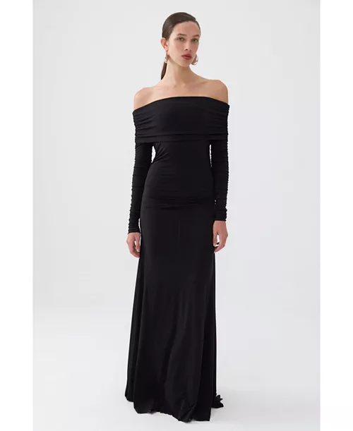 women's off the shoulder maxi dress