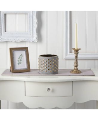 7" Regal Stone Hobnail Planter with Gold Accents