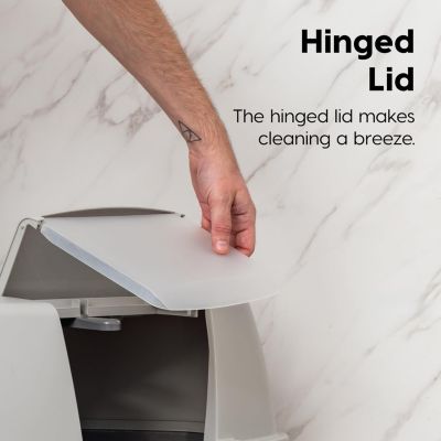 Large Hooded Corner Cat Litter Box with Scoop, Gray