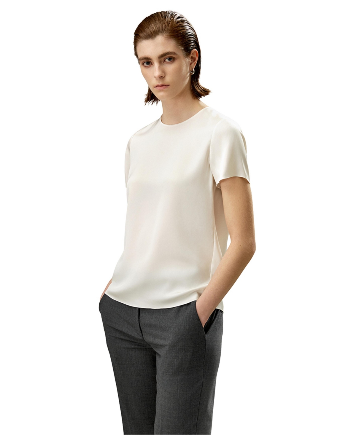 Women's Basic Silk T Shirt - Black
