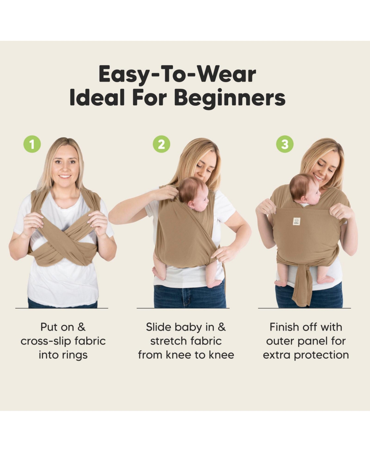 KeaBabies D-Lite Baby Wrap Carrier, Adjustable Baby Carrier, Baby Sling, Newborn, Infant, Toddler 7-44lbs