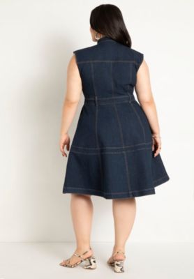 Women's Plus Size Fit & Flare Denim Dress