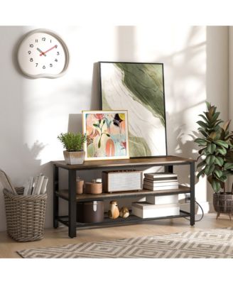 1 Pc 3-Tier TV Stand, Fits TVs up to 50", with Power Outlets, USB Ports & Shelves – Entertainment Furniture