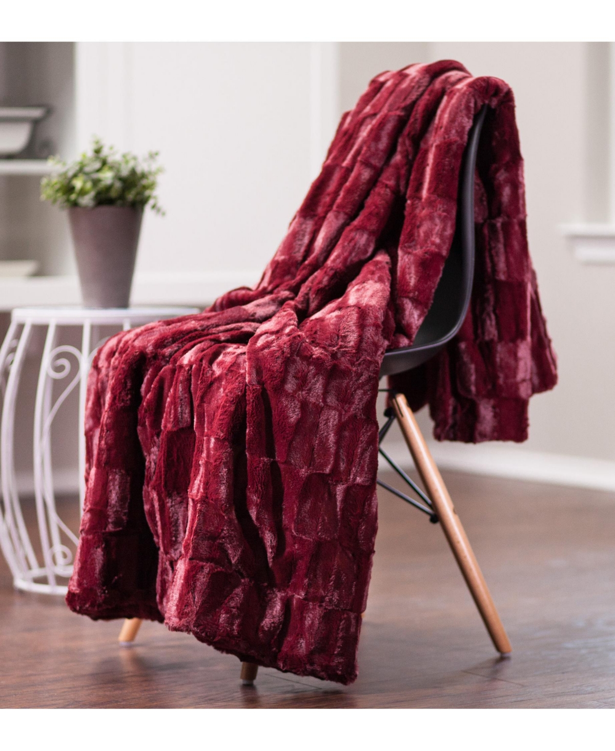 Chanasya Premium Fuzzy Faux Fur Rectangular Embossed Blanket - Super Soft and Warm Lightweight Reversible Mink for Couch, Home, Living Room, and